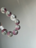 Close-Up of 14mm Bi-Color Fluorite Bracelet, Texture Reveals Water-Metal Wisdom Code