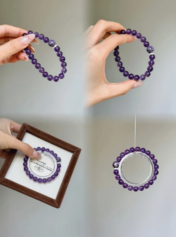 Dual-Scene Amethyst Bracelet, Charoite Clash, Fire Energy Blast