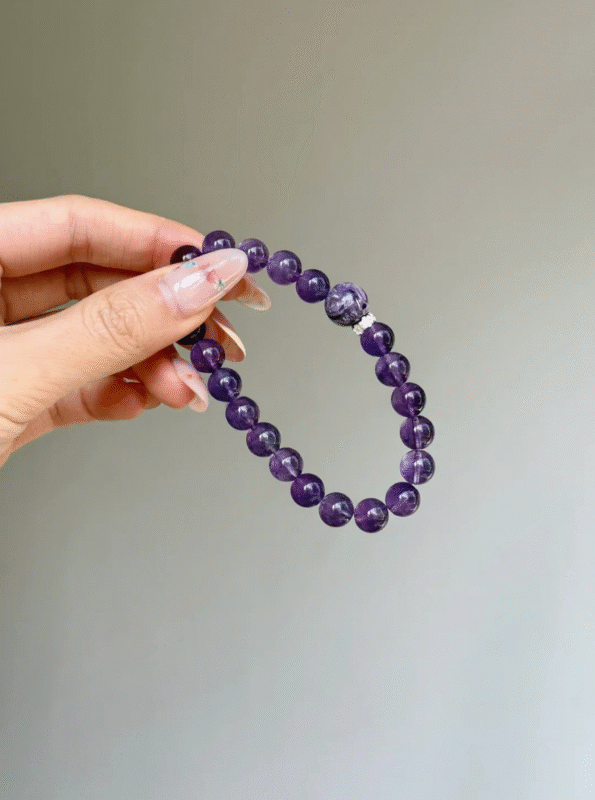 Hand-Holding Amethyst Bracelet, Amethyst & Charoite Echo, Fire Energy Manifests