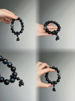 Dual-View of Blue Tiger's Eye Bracelet, Blue-Gray Clash, Water Energy Blast