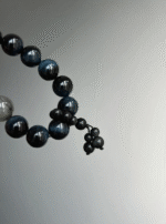 Wearing Blue Tiger's Eye Bracelet, Tiger Eye & Gray Rabbit Hair Flow, Water Energy Transformation
