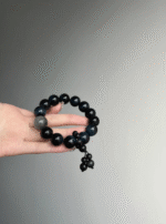 Wrist-Worn Blue Tiger's Eye Bracelet, Tiger Eye & Gray Rabbit Hair Resonance, Water Energy Manifests
