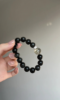 Hand-Holding Obsidian & Chlorite Quartz Bracelet, Black-Green Blend, Water-Wood Energy Awakens