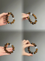 Dual-View of Yellow Tiger's Eye Bracelet, Brown-Blue Clash, Earth Energy Blast