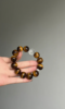 Close-Up of 14mm Yellow Tiger's Eye Bracelet, Tiger Stripes Reveal Earth Energy Code