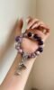 Wrist-Wearing Amethyst + Tourmaline Bracelet, Purple-Fire Glow Flows, Double-Fire-Earth-Metal Energy Manifests