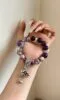 Wrist-Wearing Amethyst + Tourmaline Bracelet, Purple-Fire Glow Flows, Double-Fire-Earth-Metal Energy Manifests
