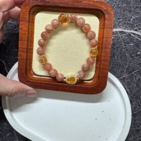 Framed Orange Moonstone × Citrine Bracelet, Rutilated Quartz Gourd (Gold-Plated Silver), Fire-Earth-Metal Energy Awakens