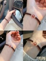 Multi-View of Garnet × Strawberry Quartz Bracelet, Fire-Metal Energy Cycle Unleashed