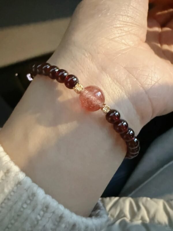 Close-Up of Strawberry Quartz & Gold-Plated Silver, Fire-Metal Manifests Love