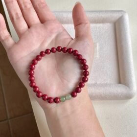 Palm Displaying Cinnabar × Hetian Jade Bracelet, Fire-Earth Energy Manifests Protection