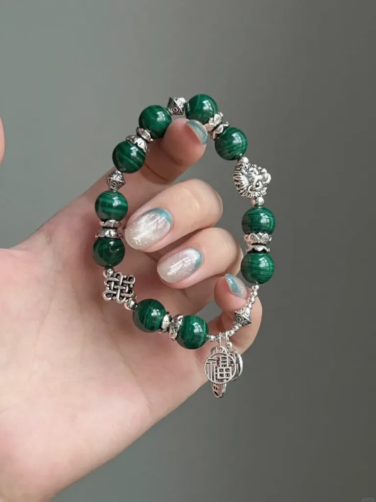 Wrist-Wearing Malachite × Silver Bracelet, Wood-Water-Gold Cycle Unfolds for Protection