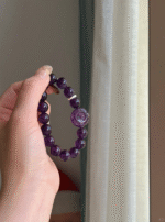 Close-Up of Amethyst Peace Buckle & Silver Details, Water Veins Carve Wisdom Spells