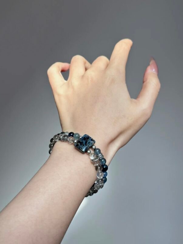 Hand Displaying Blue Crystal Details, Van Gogh-Like Veins Ignite Spiritual Awakening