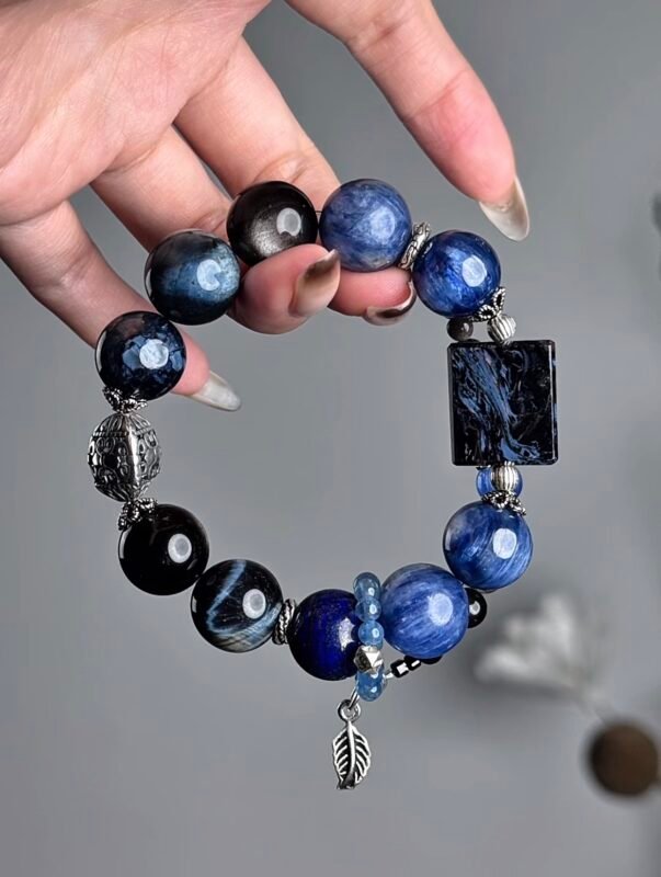 Close-Up of 14mm Pietersite Square Bead, Earth Veins Carve Courage Totems