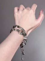 Hand Wearing Green Phantom Multi-Gem Bracelet, Wood-Metal Energy Activates Career Field
