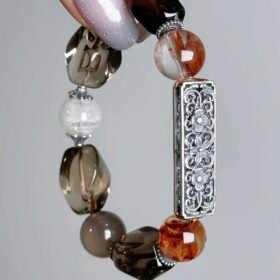 Multi-View of Layered Neo-Chinese Bracelet, Earth-Fire-Metal Energy Merges in Design