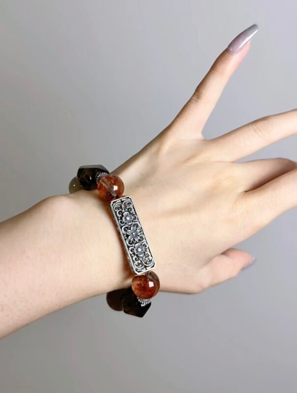 Hand-Touching Tea Crystal Bracelet, Earth-Fire-Metal Sync Boosts Mental Stability