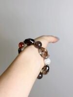 Wrist-Wearing Tea Crystal Bracelet, 925 Silver Carved Square Anchors Protection Energy
