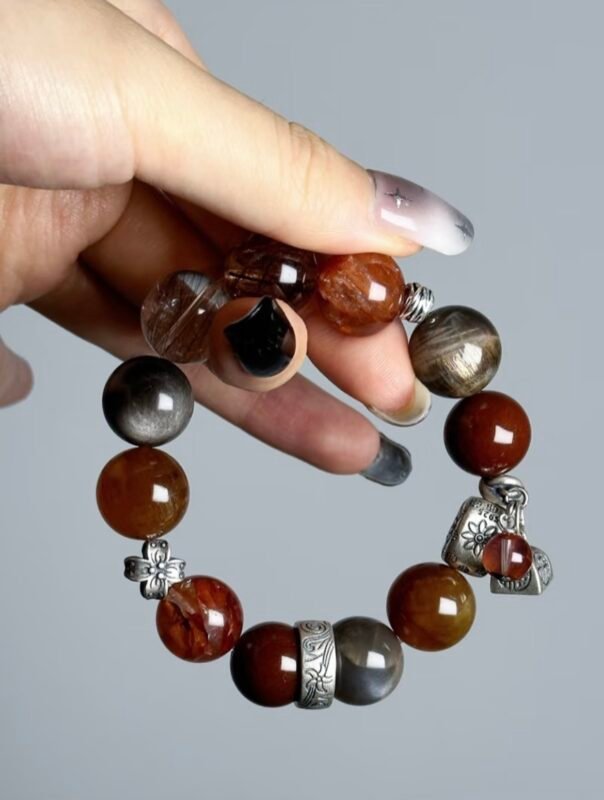 Close-Up of Silver Pendant, Metal Veins Carve Warrior Spells, Fire-Metal Cycle Manifests