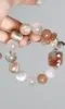 Close-Up of Cherry Blossom Agate Square Bead, Earth Veins Hold Gentle Energy