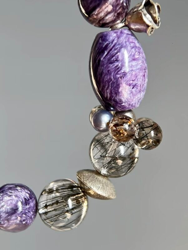 Charoite Barrel Bead Details, Fire Veins Ignite Creativity