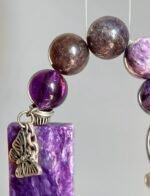 Close-Up of Charoite Square Bracelet, Fire-Earth-Metal Energy Weaves Spiritual Awakening Field