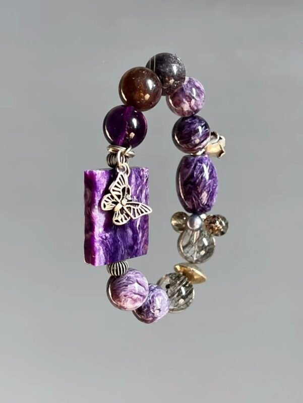 Multi-View of Charoite Square, Fire Veins Show Awakening Totem