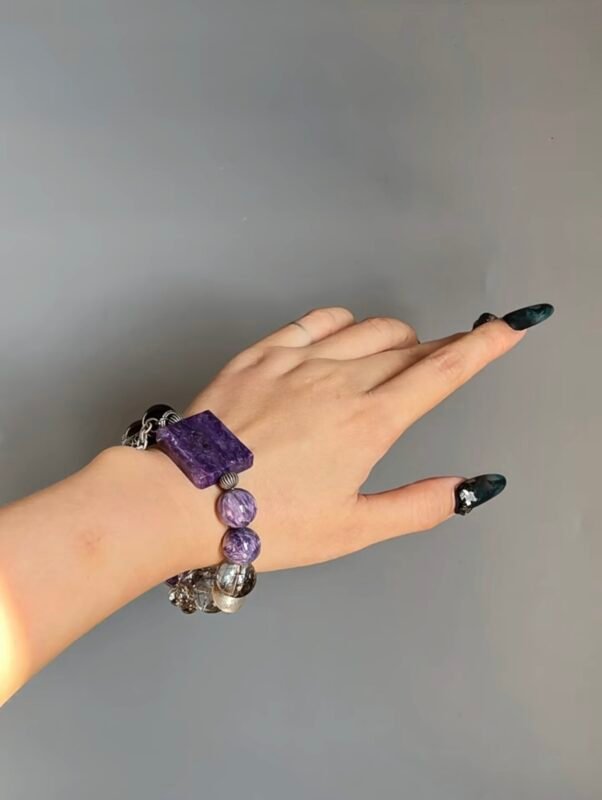 Amethyst Bead Close-Up, Fire Veins Enhance Spiritual Connection