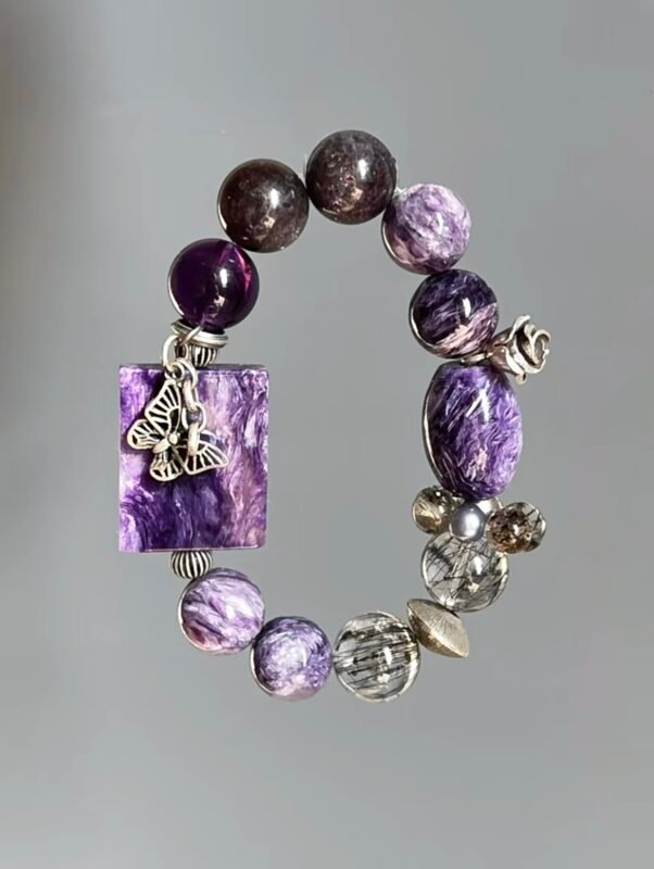 Charoite Multi-Gem Bracelet Display, Symbiosis Shows Spiritual Resilience