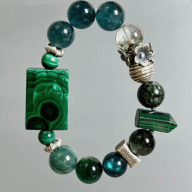 Detail of Malachite & Silver Connection, Metal Veins Seal Wood-Water Energy