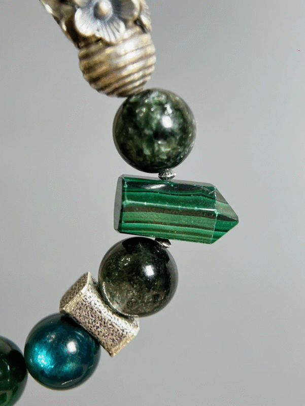 Close-Up of 13mm Blue-Green Moonstone, Water Veins Amplify Nature Signals