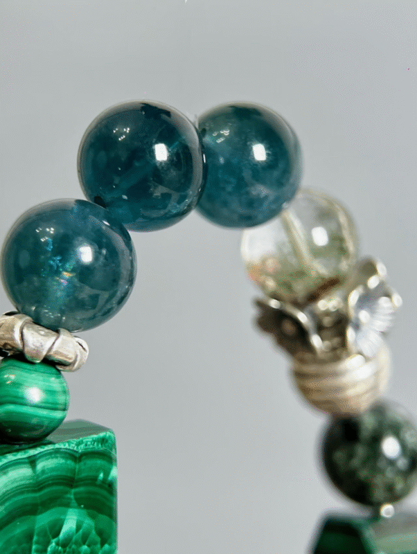 Detail of 13mm Green Dragon Crystal, Wood Veins Ignite Vitality Code