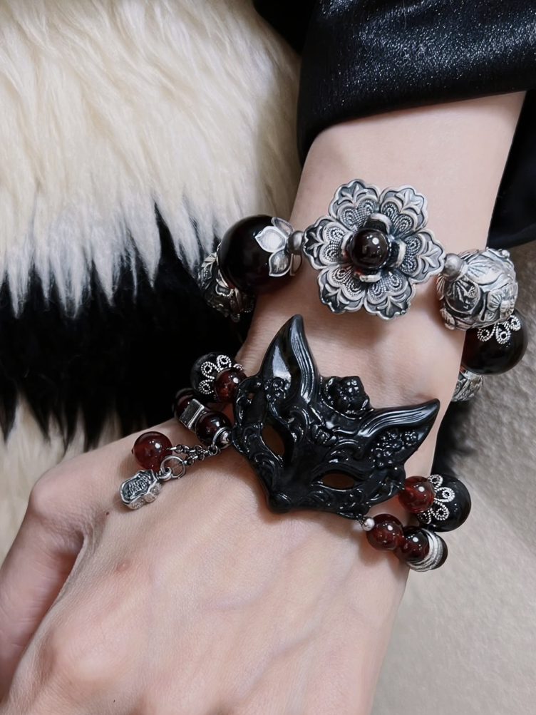 Close-Up of Xiu Jade Fox Mask, Earth Veins Hold Protection Blade