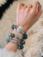 Multi-View of Phoenix Turquoise Bracelet, Wood-Metal Energy Sync Boosts Creativity Burst