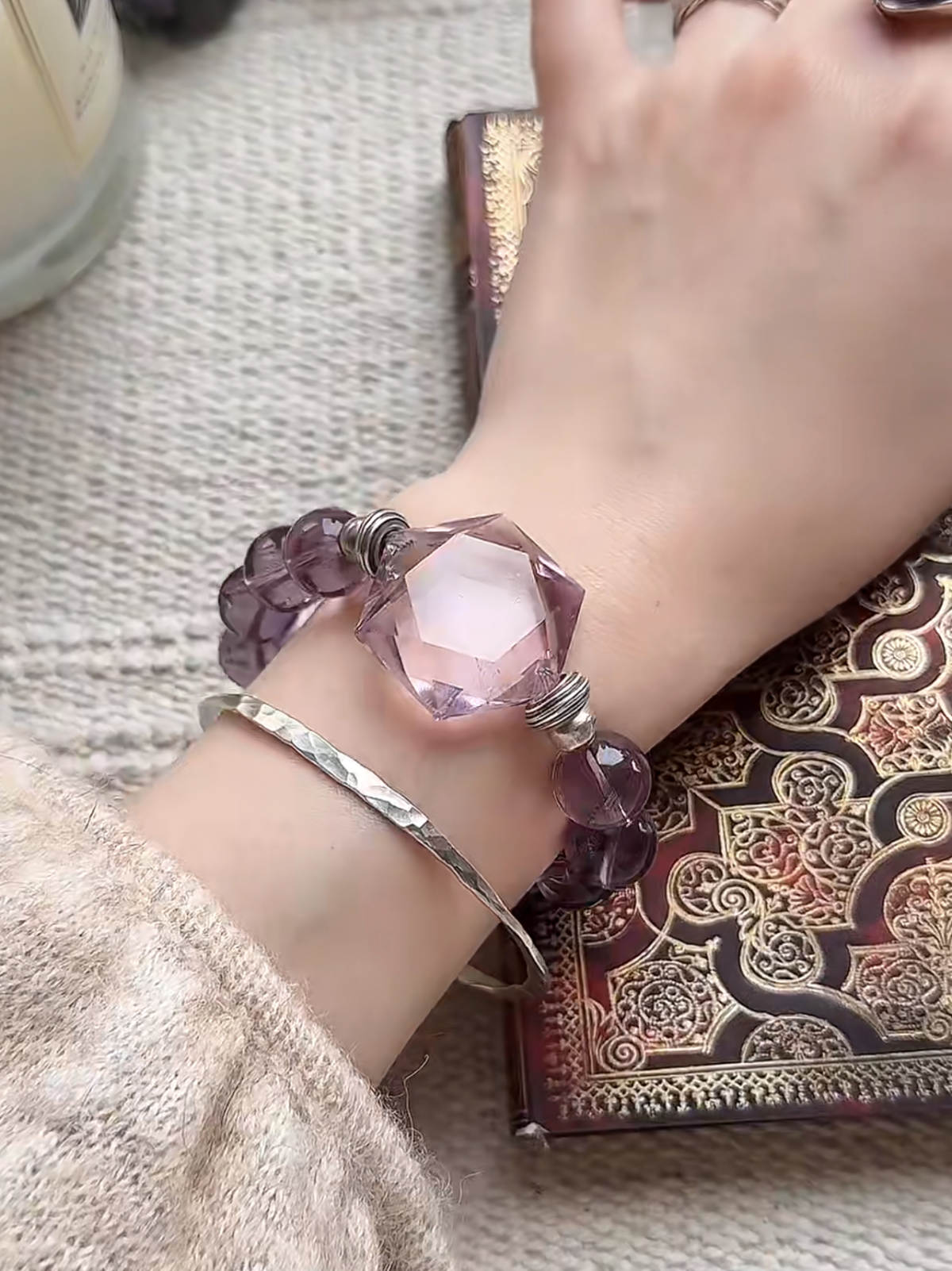 Wearing Effect of Amethyst Azeztulite Bracelet, Water-Metal Manifestation Shield