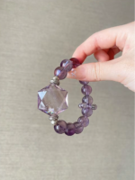 Close-Up of Amethyst Azeztulite Hexagram, Water Veins Hold Manifestation Blade