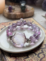 Amethyst Azeztulite Bracelet Display, Water Veins Etch Manifestation Totem