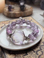 Amethyst Azeztulite Bracelet Display, Water Veins Etch Manifestation Totem