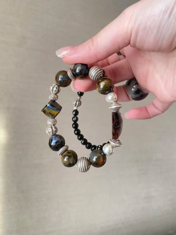 Detail of Pietersite Bracelet, Fire-Water-Metal Power Engine