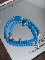Detail of Blue Apatite Bracelet, Water Veins Etch Communication Totem