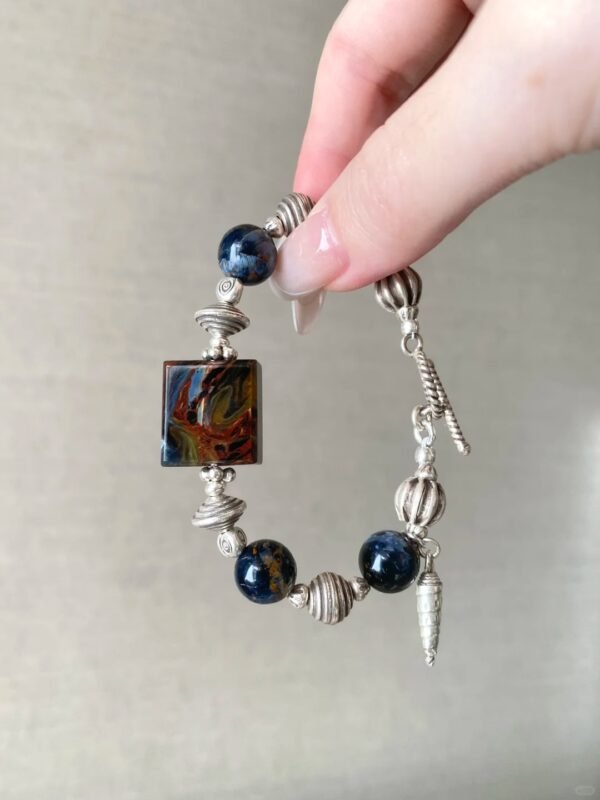 Multi-View of Pietersite Bracelet, Fire-Metal Energy Resonance