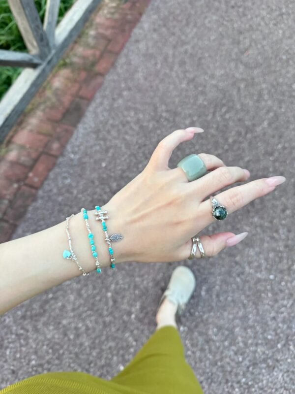 Multi-View of Turquoise Bracelet, Wood-Metal Energy Cycle