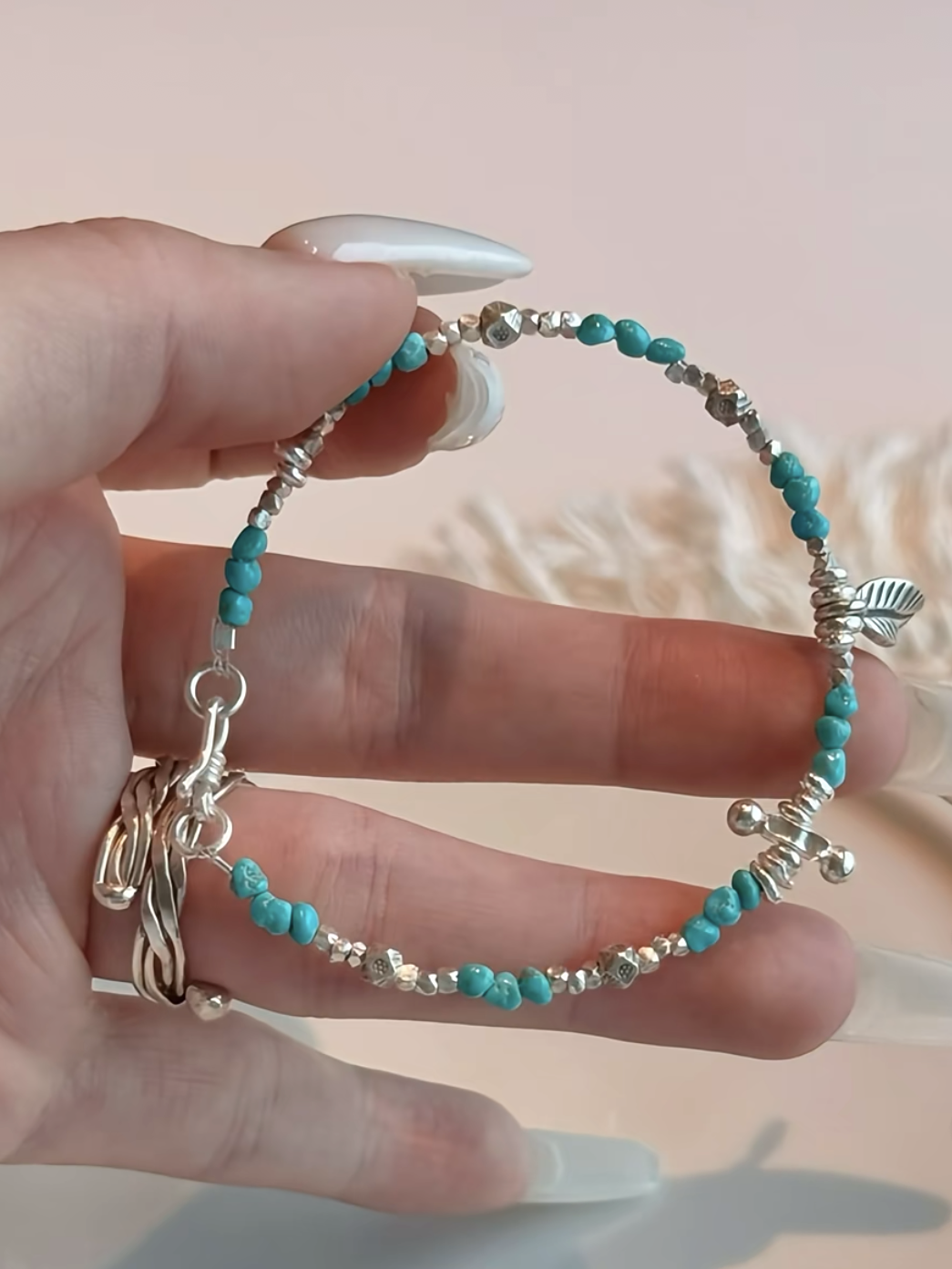 Hand Adjusting Turquoise Bracelet, Wood-Metal Rewrites Healing Path