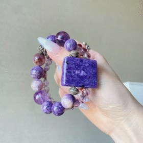 Multi-View of Charoite Bracelet, Wood-Fire Energy Resonance