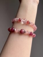 Hand-Showing Gradient Strawberry Quartz Accent Bead, Passion Codes In Fire Veins