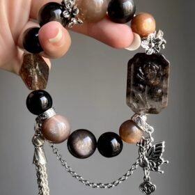 Close-Up of Multi-Gem Bracelet, Fate Blade In Earth-Fire-Water-Metal