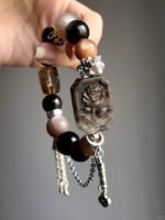 Hand-Showing Silver Obsidian Accent Bead, Manifestation Codes In Metal Veins