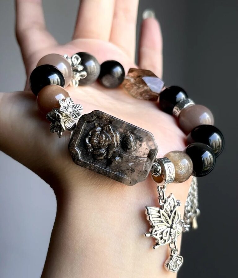 Hand-Showing Sunstone Main Bead, Passion Codes In Fire Veins