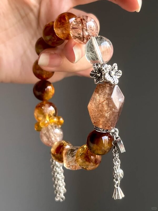 Hand-Showing Black Gold Super Seven Freeform, Passion Codes In Fire Veins